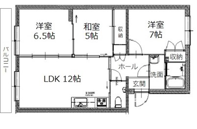 ルーチェ・ソラーレルーチェ・ソラーレ１０２号室間取り図